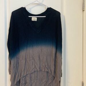 Blue and Gray Ombre V-Neck Sweater